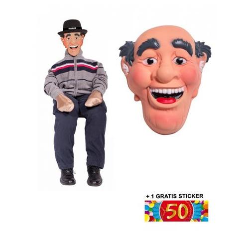 Abraham pop met masker en 50 jaar sticker - 50 Abraham ver.., Hobby en Vrije tijd, Feestartikelen, Verzenden