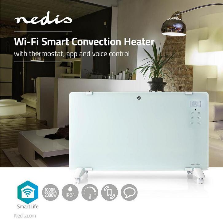 Smart Convectorkachel Wi-Fi |  Glazen Front | 2000 Watt, Doe-het-zelf en Verbouw, Verwarming en Radiatoren, Kachel, Nieuw, 800 watt of meer