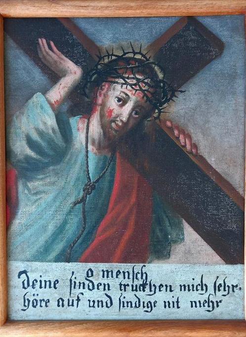 Duitse school (XVIII) - Jesus Christ with crown of thorns, Antiek en Kunst, Kunst | Schilderijen | Klassiek