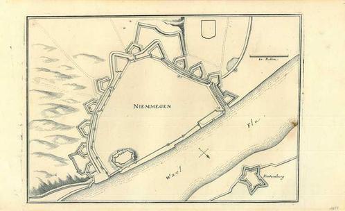 Stadsplattegrond van Nijmegen, Antiek en Kunst, Kunst | Etsen en Gravures