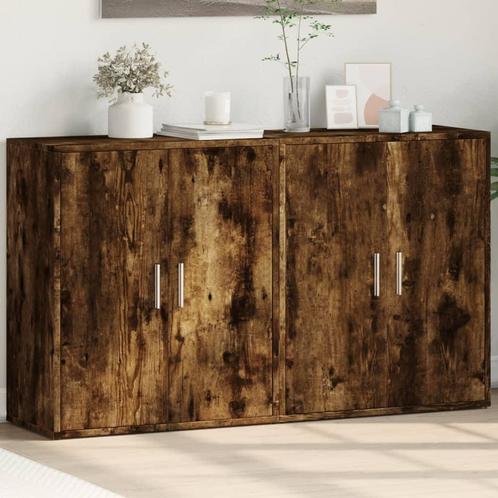vidaXL Dressoirs 2 st 60x31x70 cm bewerkt hout gerookt, Huis en Inrichting, Kasten | Dressoirs, 50 tot 75 cm, Nieuw, Minder dan 50 cm