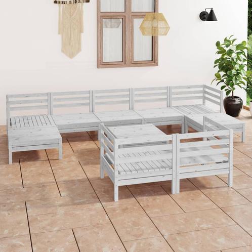 vidaXL 10-delige Loungeset massief grenenhout wit, Tuin en Terras, Tuinsets en Loungesets, Loungeset, Nieuw, Verzenden