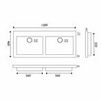 AQS Wastafel Dubbel Hardsteen 120x46x5 cm 2 Kraangaten, Ophalen of Verzenden, Nieuw