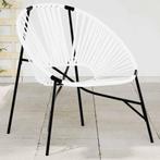 vidaXL Tuinstoel Egg poly rattan zwart wit, Tuin en Terras, Tuinstoelen, Verzenden, Nieuw, Rotan