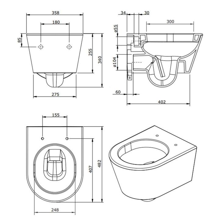 Wandtoilet Sanindusa Urb.y Rimfree Keramiek Exclusief, Doe-het-zelf en Verbouw, Sanitair, Ophalen of Verzenden
