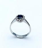 Ring - 18 karaat Witgoud Saffier - Diamant, Sieraden, Tassen en Uiterlijk, Ringen, Nieuw