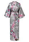 KIMU® kimono zilver grijs satijn XL-XXL ochtendjas yukata ka