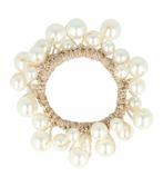 Haarspeld Haarelastiek Grote Parel Kralen Gouddraad Wit, Nieuw