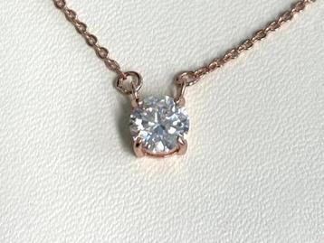 Veiling - Halsketting rose solitair briljant beschikbaar voor biedingen