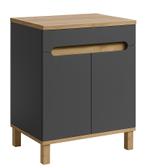 Badplaats Wastafelkast Otero 60 cm - Grijs met Eiken, Verzenden, Nieuw