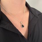 Zilveren zwarte agaat druppel ketting, Sieraden, Tassen en Uiterlijk, Kettingen, Verzenden, Nieuw, Zilver