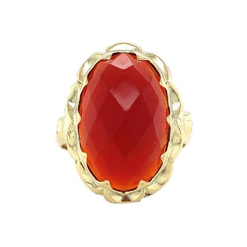 Gouden ring met carneool 14 krt, Sieraden, Tassen en Uiterlijk, Ringen, Nieuw, Ophalen of Verzenden
