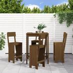 vidaXL 5-delige Tuinbarset massief grenenhout honingbruin, Tuin en Terras, Verzenden, Nieuw, 5 zitplaatsen