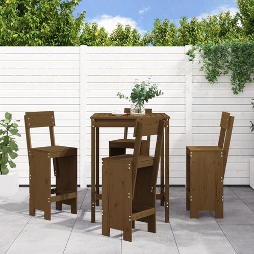 vidaXL 5-delige Tuinbarset massief grenenhout honingbruin, Tuin en Terras, Tuinsets en Loungesets, Nieuw, 5 zitplaatsen, Verzenden