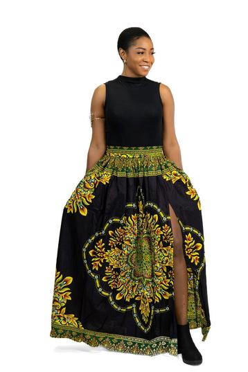 Afrikaanse print maxi rok - Zwarte Java Design beschikbaar voor biedingen