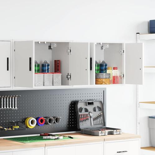 vidaXL Garagewandkasten 2 st spaanplaat wit, Huis en Inrichting, Kasten | Stellingkasten, Nieuw, Verzenden
