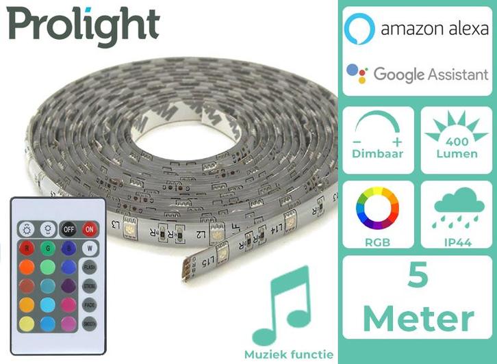 Prolight LED-Strip - Multicolour - 5 Meter - Met, Huis en Inrichting, Lampen | Overige, Nieuw, Verzenden