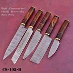 Keukenmes - Chefs knife - Gevouwen staal, hout met messing