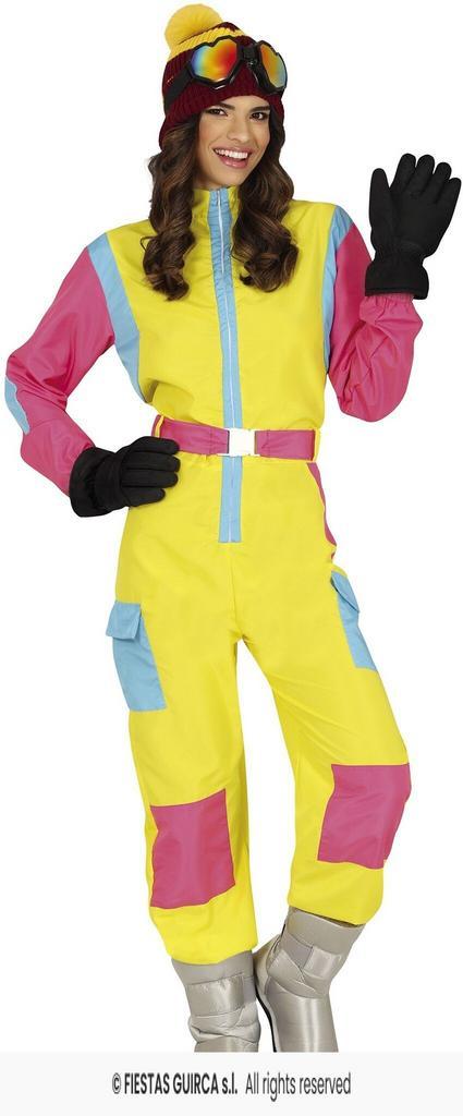 Party Ski Overall Geel/Pink Dames, Hobby en Vrije tijd, Feestartikelen, Nieuw, Ophalen of Verzenden