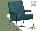 Leren fauteuil Hope - Toledo Turquoise (blauw), Nieuw, Ophalen of Verzenden, Eigentijds, Industrieel, Modern, Scandinavisch, 50 tot 75 cm