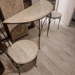 Brocante sidetable met twee stoelen, Gebruikt, 100 tot 150 cm, Overige vormen, 25 tot 50 cm