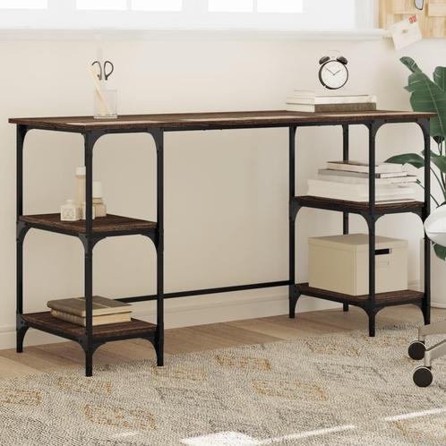 vidaXL Bureau 140x50x75 cm metaal en bewerkt hout bruin, Huis en Inrichting, Bureaus, Nieuw, Verzenden