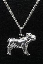 Zilveren Old english bulldog ketting hanger - groot, Verzenden, Nieuw