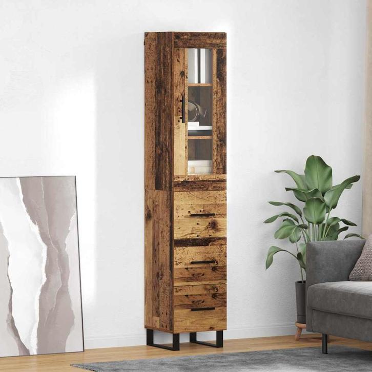 vidaXL Highboard met lade Oud Hout 69,5 x 34 x 180 cm, Huis en Inrichting, Kasten | Buffetkasten, Nieuw, 50 tot 100 cm, Overige houtsoorten