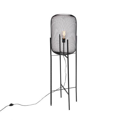 Moderne vloerlamp zwart 135cm - Bliss Mesh, Huis en Inrichting, Lampen | Vloerlampen, Nieuw, Overige materialen, 100 tot 150 cm