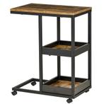 TRUUSK Bijzettafel Met Wielen - Industriële Stijl - Staal en, Huis en Inrichting, Tafels | Bijzettafels, Verzenden, Nieuw