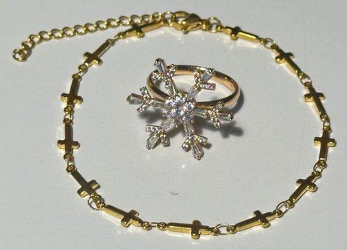 Set met kruisings en ronddraaiende ring met Zirconias. -, Antiek en Kunst, Antiek | Boeken en Bijbels