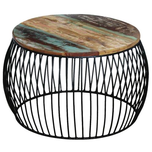 vidaXL Salontafel rond 68x37 cm massief gerecycled hout, Huis en Inrichting, Tafels | Salontafels, 50 tot 100 cm, Rond, Nieuw