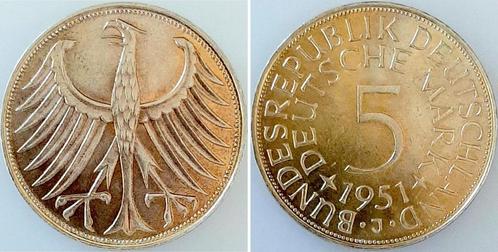 5 Mark Duitsland 5 duitse Mark 1951 J stempelglanz zilver..., Postzegels en Munten, Munten | Europa | Niet-Euromunten, Verzenden