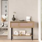 Console tafel Kvænangen 100x29,5x76 cm eikenkleurig rotan lo, Huis en Inrichting, Woonaccessoires | Wandplanken en Boekenplanken