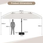 2dekans | Coast Dubbele Terrasparasol 464x286 cm Beige –, Ophalen of Verzenden, Zo goed als nieuw