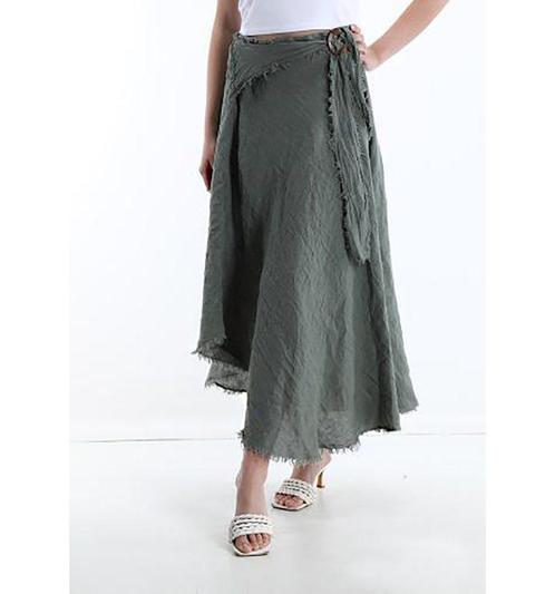 Linnen vintage linnen maxi rok met ceintuur, KAKI kleur,, Kleding | Dames, Rokken