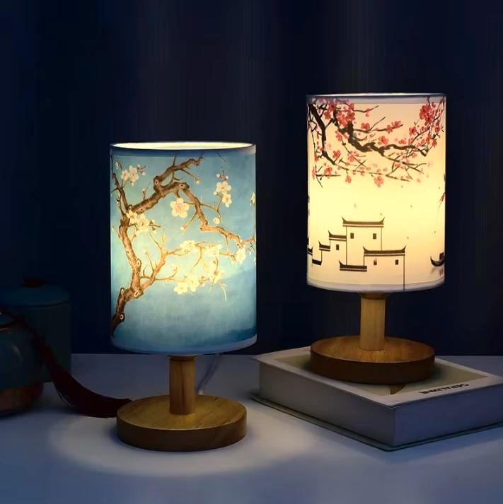 Chinese Stijl Tafellamp | Oosterse Lamp | Dimbare LED lamp, Huis en Inrichting, Lampen | Tafellampen, Nieuw, Hout, Stof, Minder dan 50 cm