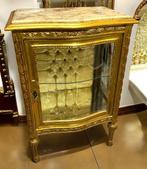 Vitrinekast - Goudblad - Brons, Fluweel, Glas, Goud, Hout,