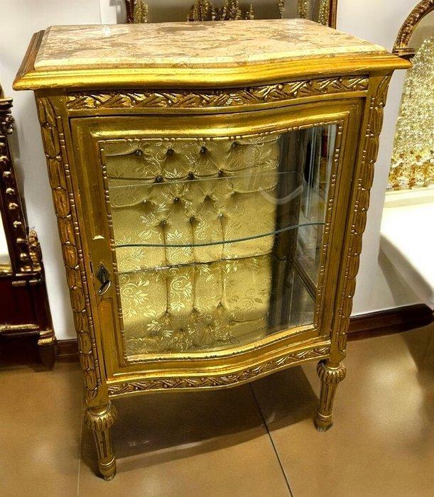 Vitrinekast - Goudblad - Brons, Fluweel, Glas, Goud, Hout,, Antiek en Kunst, Curiosa en Brocante