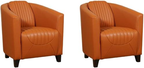 Cognac leren landelijke kuipstoel - poot hout zwart - Massi, Huis en Inrichting, Fauteuils, 50 tot 75 cm, 75 tot 100 cm, Nieuw