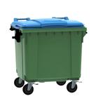 Afvalcontainer 1100 liter groen/blauw deksel vlak, Huis en Inrichting, Woonaccessoires | Prullenbakken, Nieuw, Ophalen of Verzenden