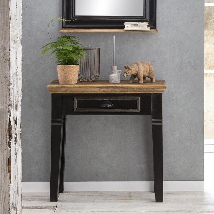 *WOONWINKEL* Landelijke Sidetable Zwart, Huis en Inrichting, Tafels | Sidetables, Nieuw, Verzenden