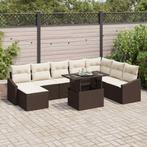 vidaXL Tuin Sofa Set met kussen met opslag 9 pcs Bruin en, Verzenden, Nieuw, Rotan