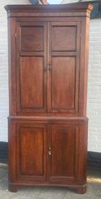 2-delige antiek eiken Engelse hoekkast 223 cm hoog, Ophalen of Verzenden