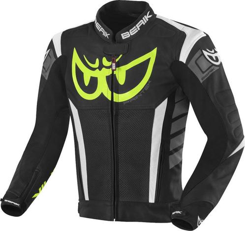 Berik Zakura Zwart Wit Geel Grijs Leren Motorjas, Motoren, Kleding | Motorkleding, Heren, Nieuw met kaartje, Jas | leer, Verzenden