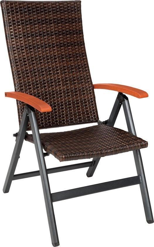 2dekans | Wicker tuinstoel Canberra opklapbaar - bruin, Tuin en Terras, Tuinsets en Loungesets, Zo goed als nieuw, Ophalen of Verzenden