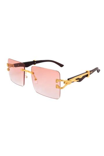 Panter Rechthoek Zonnebril Goud Montuur Roze Gradient Glazen beschikbaar voor biedingen