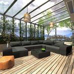 vidaXL 10-delige Loungeset met kussens poly rattan zwart, Tuin en Terras, Meer dan 8 zitplaatsen, Nieuw, Loungeset, Verzenden