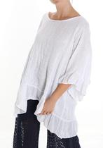 Linnen brede top kleur WIT, met satijn volant maat 48/50, Kleding | Dames, Nieuw