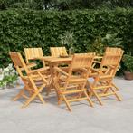 vidaXL 7-delige Tuinset massief teakhout, Verzenden, 6 zitplaatsen, Nieuw, Tuinset